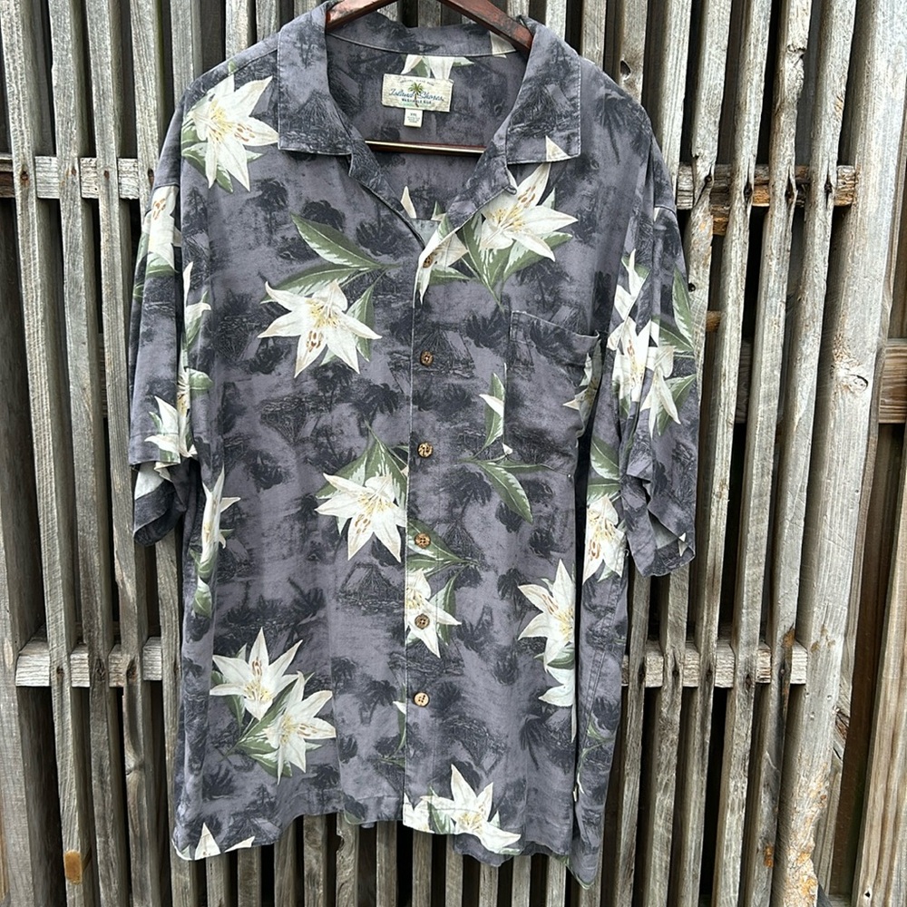 Island Shores 100% Washable Silk Hawaiian Aloha Camp Shirt Men's XXL